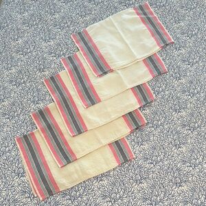 Vintage 1950’s striped linen dish towel set of 5